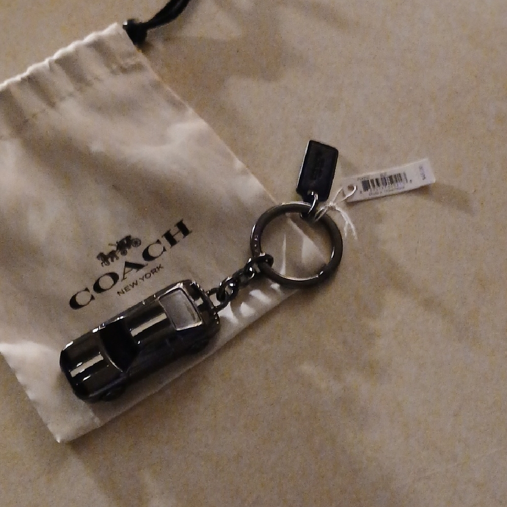 Rare Htf Coach Metallic Black Car Keychain